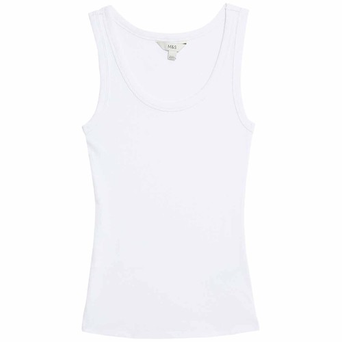 M&S Womens, Cotton Rich Ribbed Slim Fit Vest Top, size 18, Soft