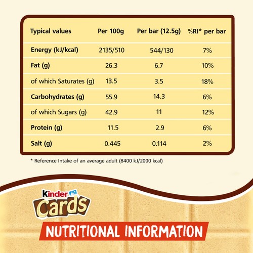 Kinder Cards Cocoa & Milk Biscuits Wafers Multipack
