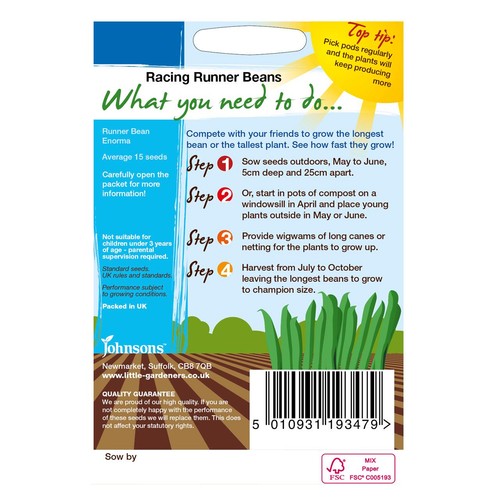 Mr Fothergills Seeds - Johnsons Little Gardeners Racing Runner Beans
