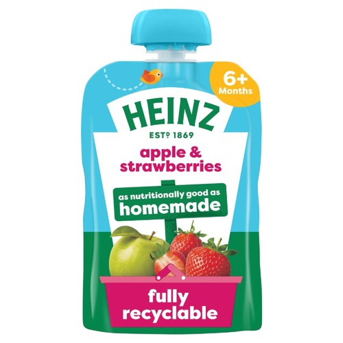 Heinz Apple & Strawberry Baby Food Fruit Puree Pouch 6+ Months