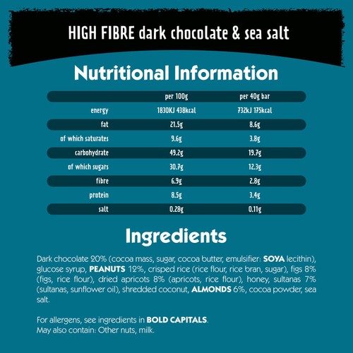Eat Natural Fibre Packed Dark Chocolate & Sea Salt Bars
