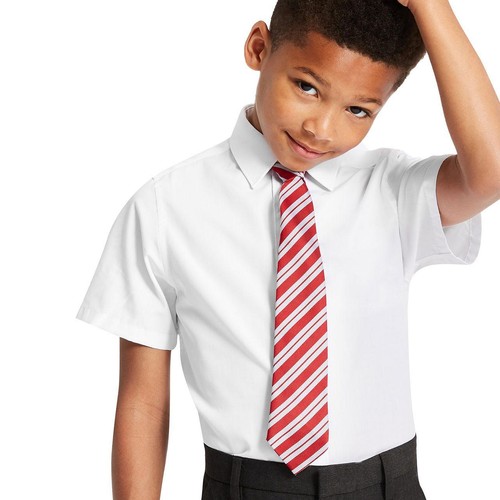 M&S Boys Easy Iron School Shirts, 8-9 Years, White
