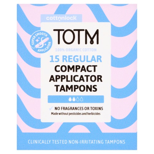 TOTM Organic Cotton Compact Applicator Tampons Regular