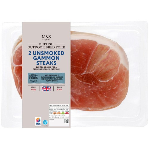 M&S 2 British Outdoor Bred Gammon Steaks Unsmoked