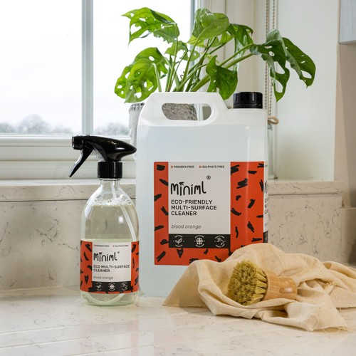 Miniml Eco Multi-Surface Cleaner 5L Refill - Blood Orange Scented For Cleaning All Surfaces Floors Walls Glass Kitchen Bathroom Natural Plant Based Vegan Formula Cruelty Free