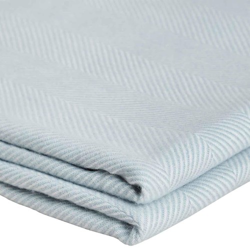 M&S Herringbone Throw, Light Blue