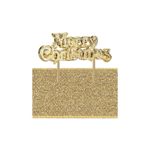 Gold Sparkle Sheer Cake Ribbon & Motto Topper