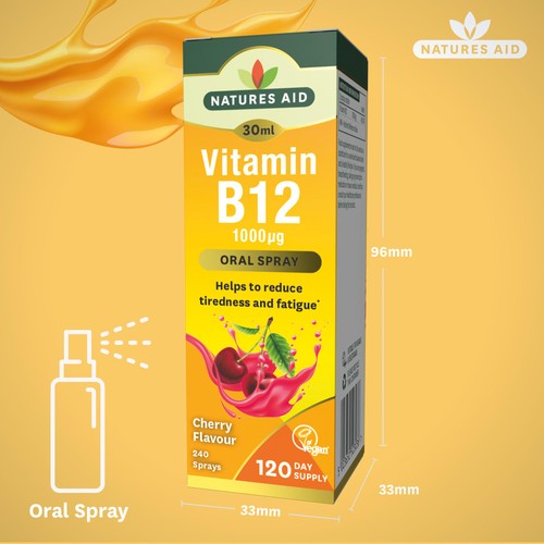 Natures Aid Vitamin B12 1000iu Oral Spray (Cherry Flavour)