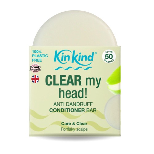 KinKind CLEAR My Head! Anti Dandruff Solid Conditioner Bar for Flaky Scalp, 40g