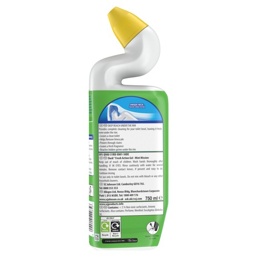 Duck Deep Action Gel Toilet Liquid Cleaner Mint Mission