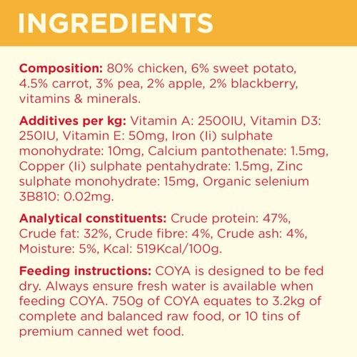 COYA Freeze-Dried Raw Adult Dog Food Chicken