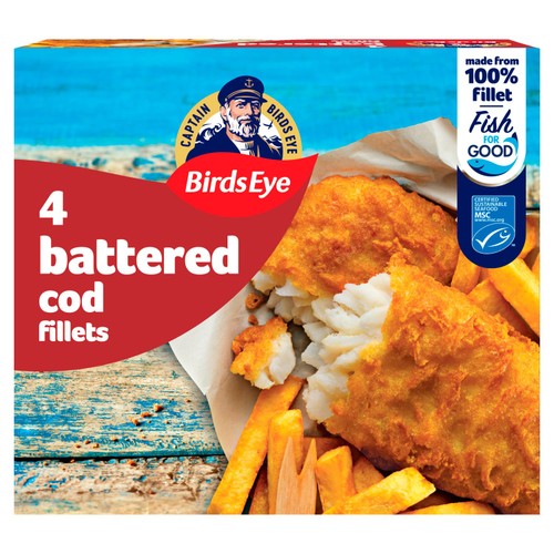 Birds Eye 4 MSC Battered Cod Fish Fillets