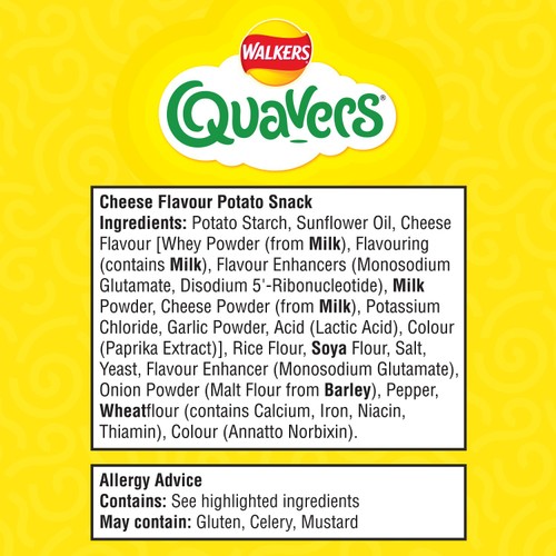 Walkers Quavers Cheese Multipack Snacks Crisps 20x16g