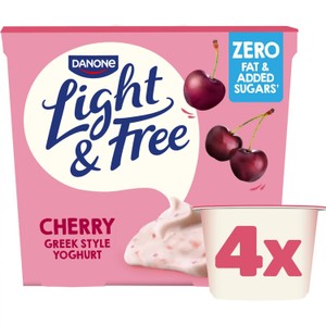 Light & Free Cherry Greek Style Fat Free Yoghurt 4x115g