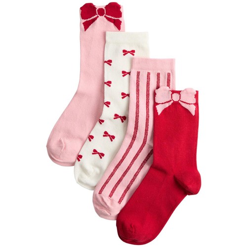 M&S Bow Socks, 6-8, Pink Mix