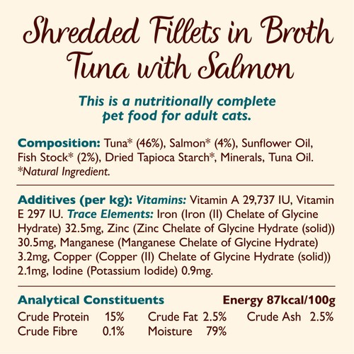 Lily's Kitchen Shredded Fillets Tuna & Salmon in Broth Wet Food for Cats