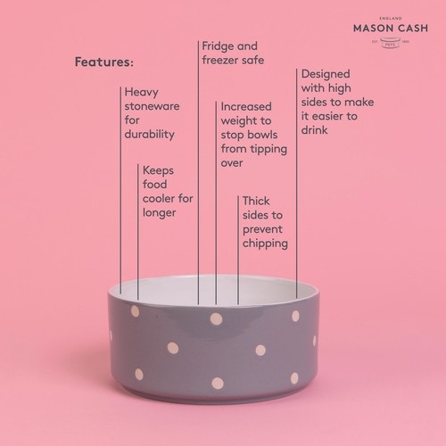 Mason Cash Polka Dot Grey 18cm Pet Bowl