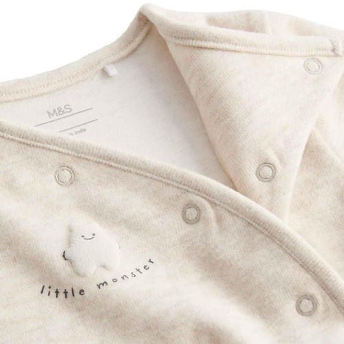 M&S Little Monster Sleepsuit, 9-12 Months, Cream
