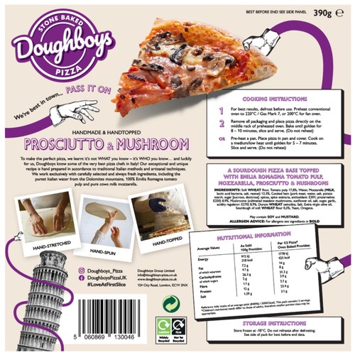 Doughboys Prosciutto & Mushroom Pizza