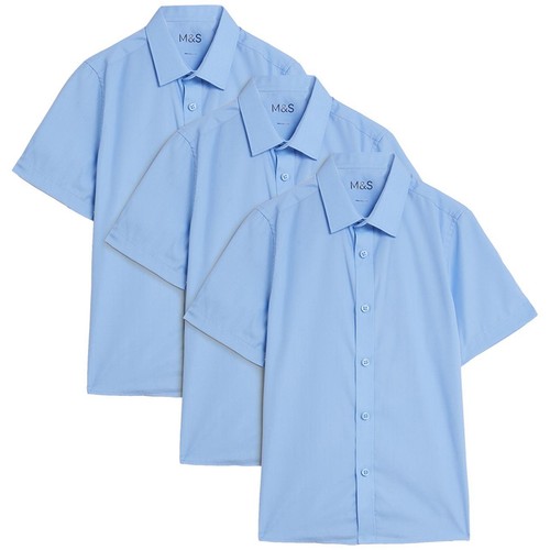 M&S Boys 3 Pack Regular Fit Shirt, 6-7 Y