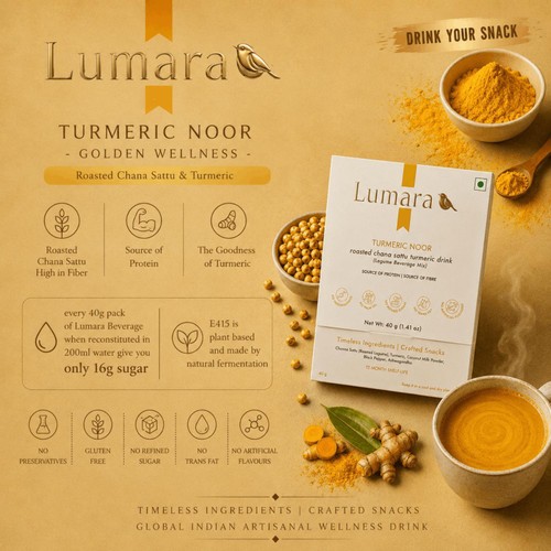 Lumara Turmeric Noor roasted chana sattu turmeric drink