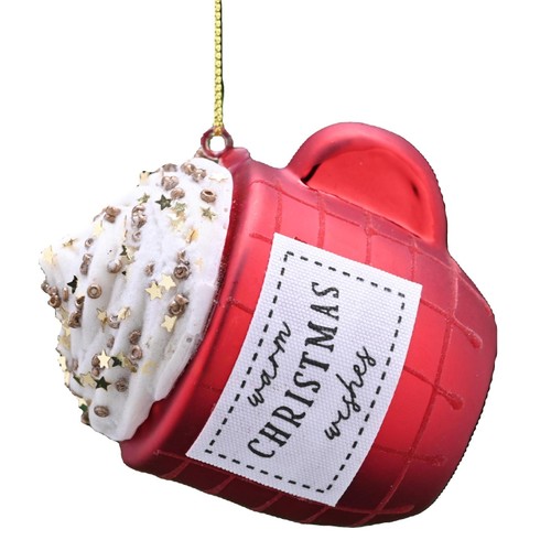 Red Glass Cup Whipped Cream Hanging Decoration 8cm