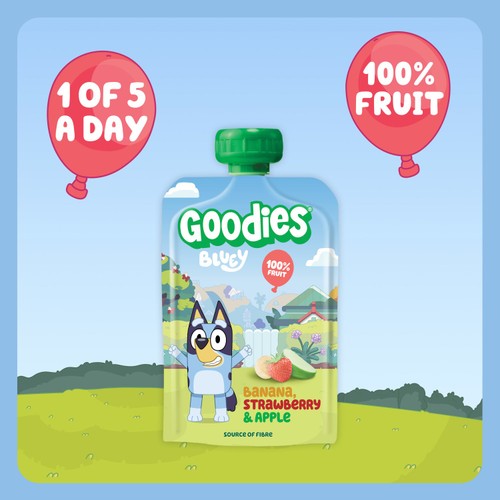Goodies BLUEY Kids Banana,Strawberry&Apple Smoothie Fruit Pouch Multipack