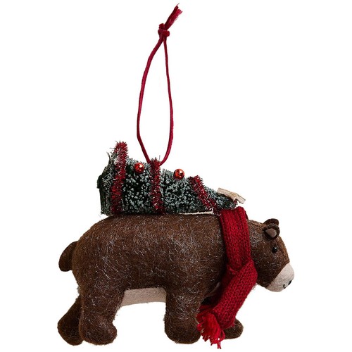 M&S Felt Bear And Tree, Brown Mix