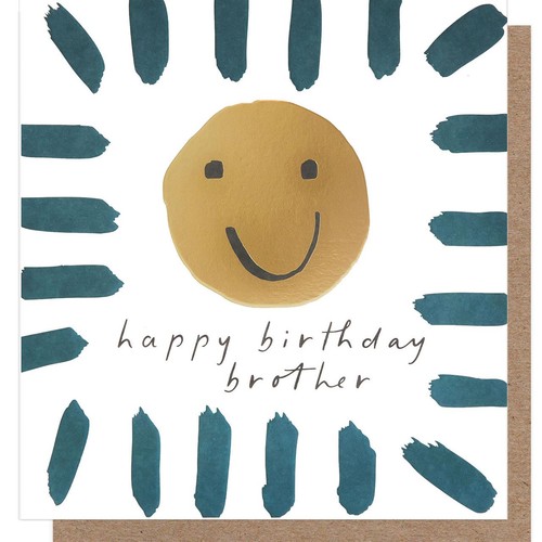 Caroline Gardner Happy Birthday Brother Smiley Face with Brush Border