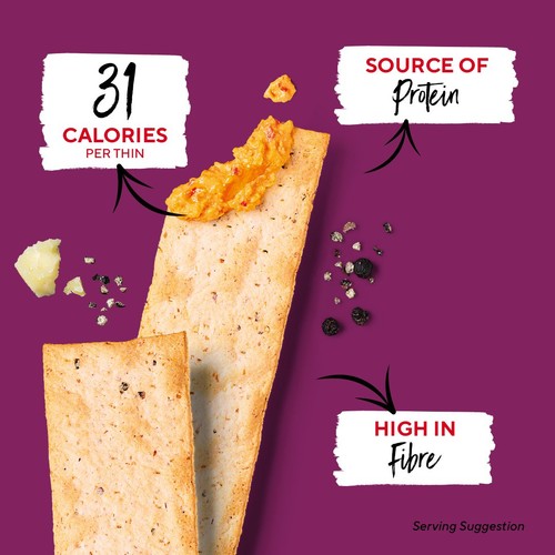 Ryvita Thins Cheddar & Black Pepper Flatbread Crackers