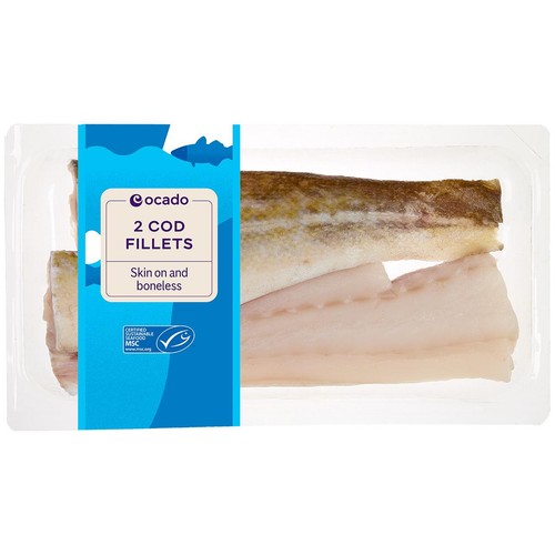 Ocado 2 MSC Cod Fillets Skin On & Boneless