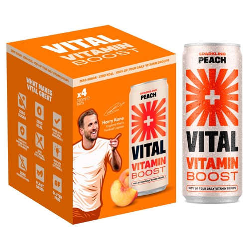 VITAL Drinks Sparkling Peach Vitamin Water