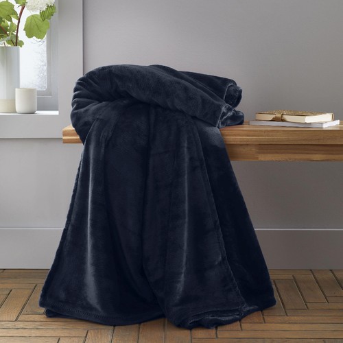 Catherine Lansfield Raschel Throw Navy