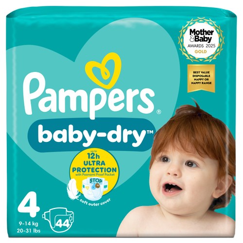 Pampers Baby-Dry Nappies, Size 4 (9-14kg) Essential Pack