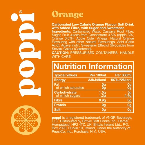 Poppi Orange Soda Cans