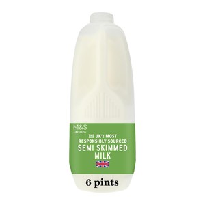 M&S UKs Most Responsibly Sourced Semi Skimmed Milk 6 Pints 3.408L