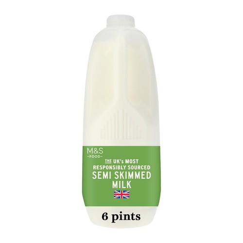 M&S UKs Most Responsibly Sourced Semi Skimmed Milk 6 Pints