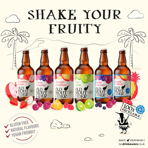 Old Mout Cider Berries & Cherries Alcohol Free Bottle