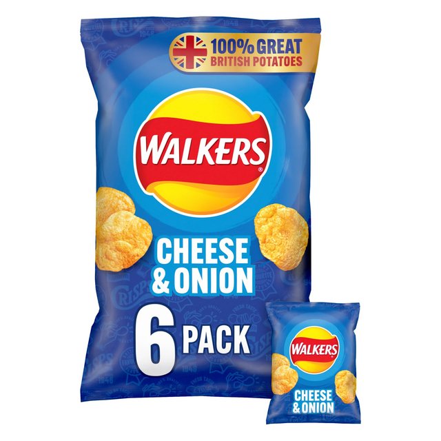 Walkers Cheese & Onion Multipack Crisps, 6 Per Pack
