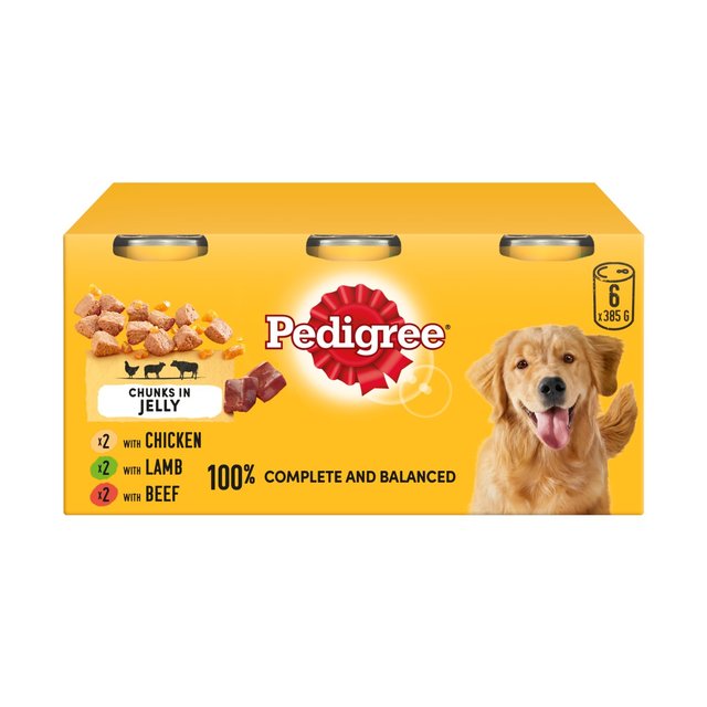 Pedigree Adult Wet Dog Food Tins Mixed in Jelly, 6 x 385g