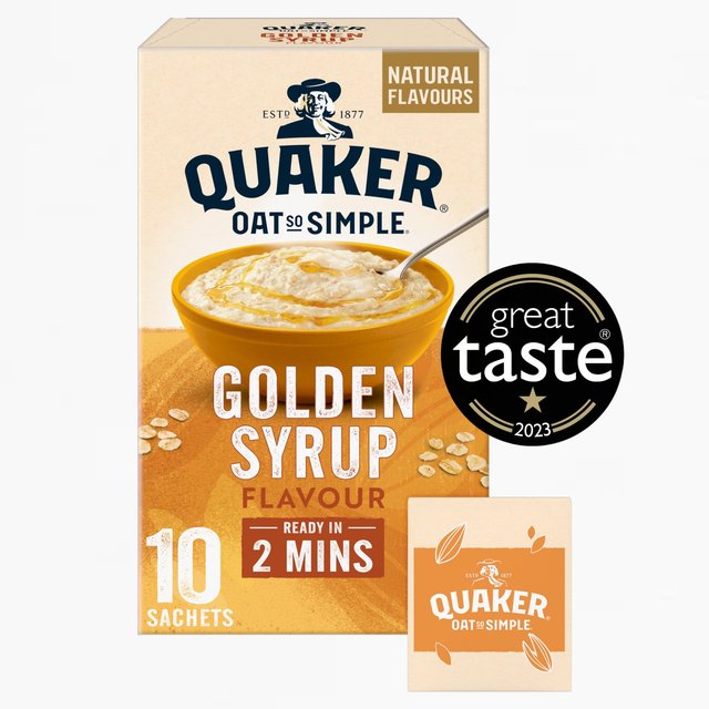 Quaker Oat So Simple Golden Syrup Porridge Sachets Cereal, 10 Per Pack