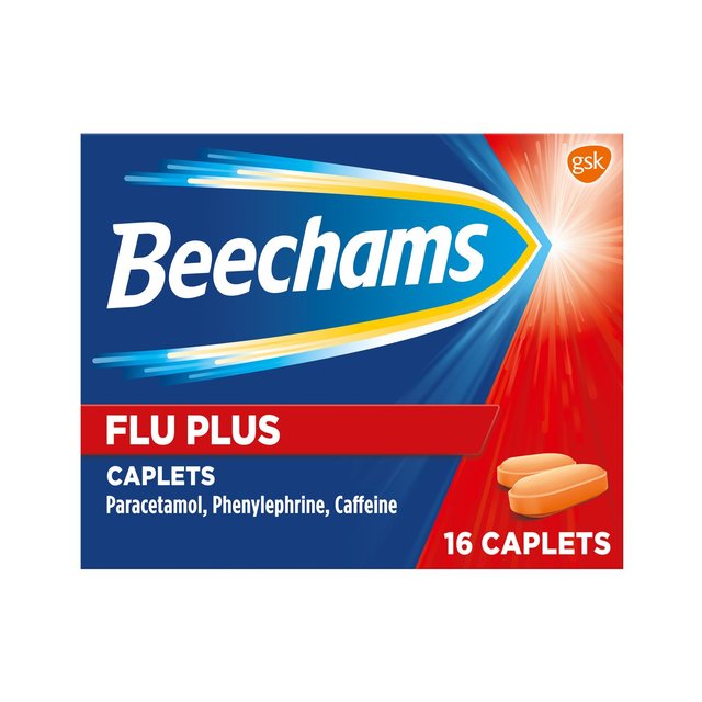 Beechams Flu Plus Cold Flu & Cough Relief With Paracetamol Caplets 16, 16 Per Pack