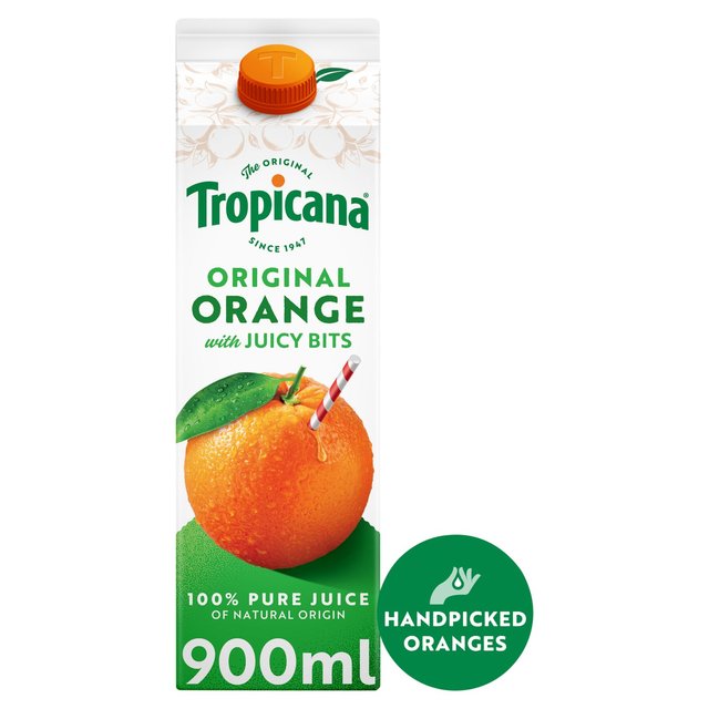 Tropicana Original Orange Fruit Juice With Bits, 900ml