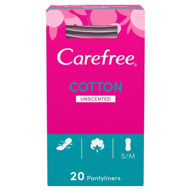 Carefree Cotton Breathable Pantyliners Single Wrapped, 20 per Pack
