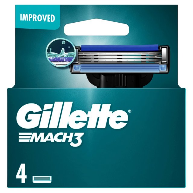 Gillette Mach 3 Razor Blades, 4 Per Pack