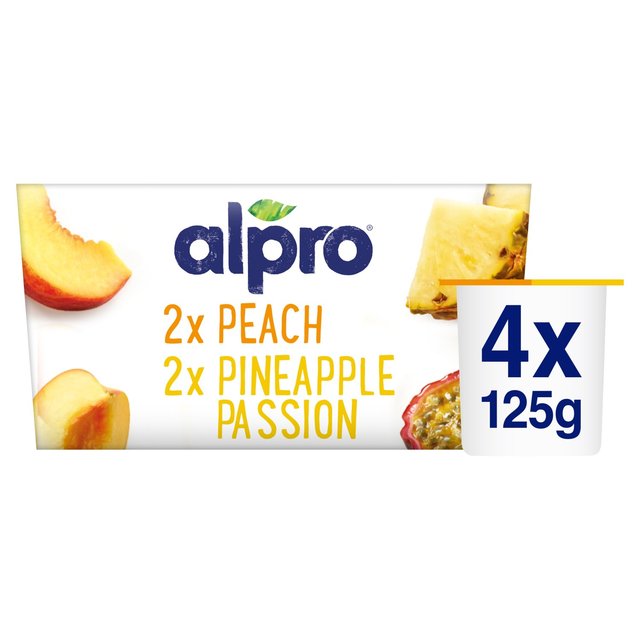 Alpro Peach & Pineapple-Passion Fruit Yoghurt Alternative, 4 x 125g