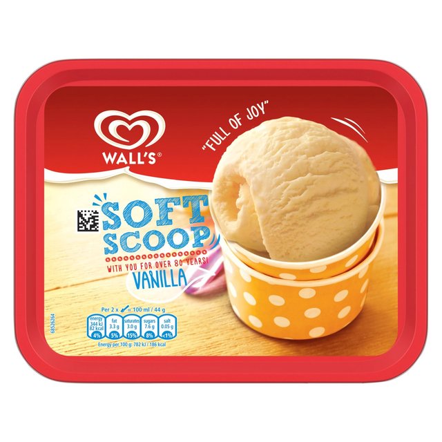 Wall’s Soft Scoop Vanilla Ice Cream Tub Dessert, 1.8L