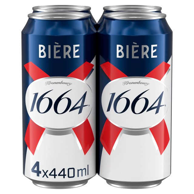 Kronenbourg 1664 Lager Beer Cans, 4 x 440ml