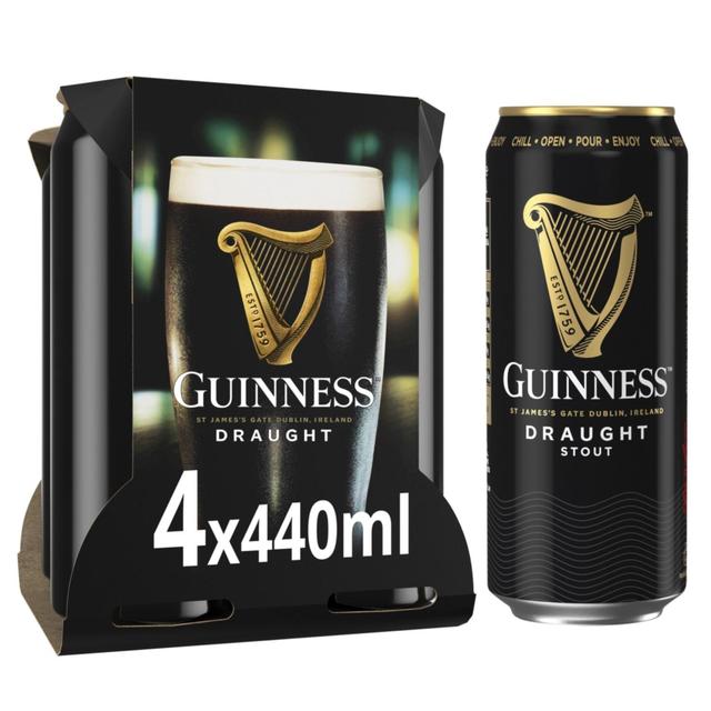Guinness Draught Stout Beer, 4 x 440ml