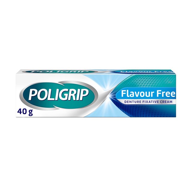 Poligrip Denture Adhesive Fixative Cream Flavour Free All-Day Hold, 40g
